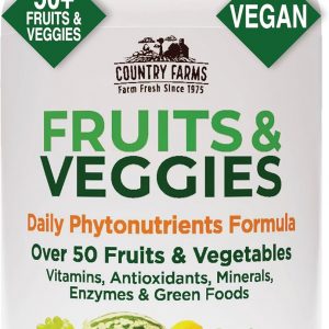 COUNTRY FARMS Super Fruits and Veggies Capsules, Whole Food Supplement, Powerful Antioxidant, Supports Energy, Immune Health, Boosts Digestive Health, 30 Super Foods, 30 Servings