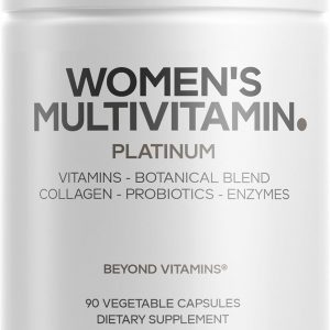 Codeage Women’s Multivitamin Platinum - Vitamins A D3 K1 K2 B12 & Minerals, CoQ10, Skin, Hair & Nails Complex, Collagen, Botanicals, Probiotics, Fermented Greens, Lutein, Astaxanthin - 90 Capsules