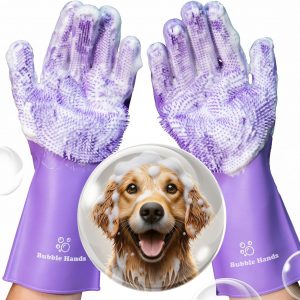 Dog Shampoo Gloves for Bathing – Silicone Dog Washing Gloves with Bristles – Pet Hair Removal Glove for Dogs & Cats – Puppy Essentials – Dog Grooming Supplies & Accessories – Shampoo Brush for Pets