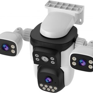 EVERSECU Triple Lens WiFi PTZ Security Camera, Three Cameras in One, Side Cameras with Adjustable All-Angle Arm, 2K 360° View No Blind Spot, Auto Tracking, Spotlight, 2 Way Audio