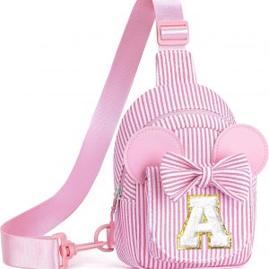 Easter Gifts for Kids Girls Toddlers, Initial Pink Sling Bag for Kid Girls | Small Initial Monogram Crossbody Bag Purse for Girl Kid Year Old Birthday Gifts, Easter Basket Stuffers (Pink A)