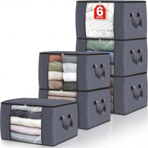 Fab totes Storage Bags,Clothes Blanket Storage Bins Foldable Closet Organizers with Reinforced Handle for Home Dorm Storage and Organization,Fabric Bags for Organizing Bed Sheets,Clothing,Comforters