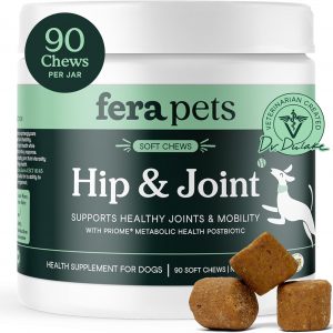 Fera Pets Hip & Joint Supplement for Dogs with Glucosamine, MSM, Chondroitin, & Green Lipped Mussel - Supports Healthy Joints and Weight Management - 90 Soft Chews