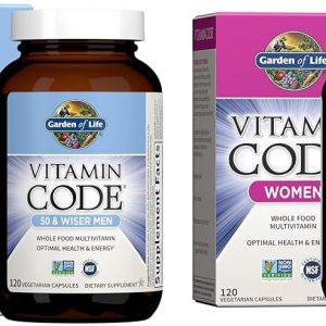 Garden of Life Men's & Women's Multivitamins, Vitamin Code 50 & Wiser Men 120 Capsules and Vitamin Code Women's Multi 120 Capsules