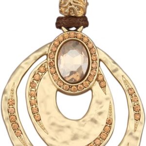 GelConnie Leather Necklace for Women Round Wooden Pendant Long Leather Choker Vintage Sweater Necklace Gold Chunky Boho Necklaces for Women