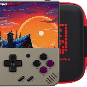 Gift for Men Women, Miyoo Mini Plus with Portable Case Retro Emulator Handheld Game Console with WiFi & RTC, Christmas Stocking Stuffers for Men, Mens Gifts for Dad,Husband, 3000+Classes Game, Gray