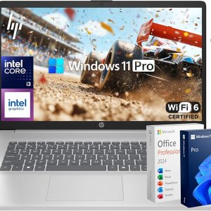 HP 17 Laptop Business 2025, Lifetime MS Office, 17.3" HD+ Computer, 8-Core Intel i3 Processor, 16GB RAM, 1.5TB Storage (1TB SSD + 500GB Ext), Wi-Fi 6, Long Battery, MarxsolAccessory, Win 11 Pro