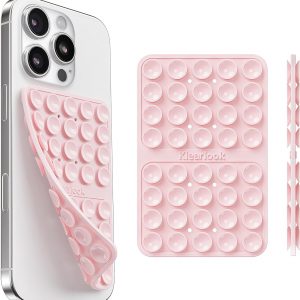 Klearlook Silicone Double-Sided Suction Cup Phone Case Detachable Mount, Sticky Phone Grip with Higher Suction Power for iPhone, Hands-Free Phone Accessories Holder for Selfies and Videos, Light Pink