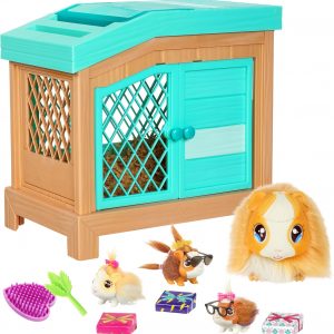 Little Live Pets Mama Surprise Guinea Pig Plush Toy, Interactive Stuffed Guinea Pig Hutch and 3 Babies, Animal Plush with 20+ Sounds, Toys for Ages 4+