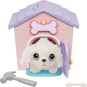 Little Live Pets My Puppy's Home Mini Playset, Pink, Play Dog with Building Dog House Toys, Customizable Puppy Plush Toy for Kids of Ages 5+