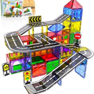 Magnetic Tiles - Road Set, Magnetic Building Blocks, Preschool Montessori Toys Gift for 3+ Year Old Boys and Girls, Sensory Christmas Toys for Kids Aged 3-5 and 4-8, Ideas for Toddler with Autism