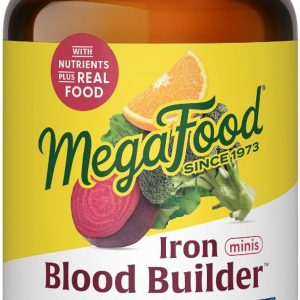 MegaFood Blood Builder Iron Supplement for Women & Men - Increase Iron Levels Without Side Effects - Combats Fatigue - Vitamin B12, Folic Acid & Vitamin C - Vegan - 72 Mini Tablets (36 Servings)