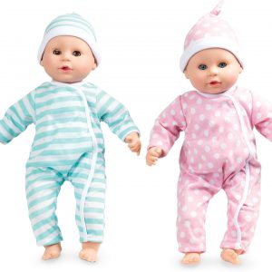 Melissa & Doug Mine to Love Twins Luke & Lucy 15” Light Skin-Tone Boy and Girl Baby Dolls with Rompers, Caps, Pacifiers - Twin Baby Dolls, First Baby Dolls for Toddlers 18 Months and Up