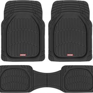 Motor Trend FlexTough Floor Mats for Cars, Black Deep Dish All-Weather Car Mats, Waterproof Trim-to Fit Automotive Floor Mats for Cars Trucks SUV, Universal Floor Liner Car Accessories