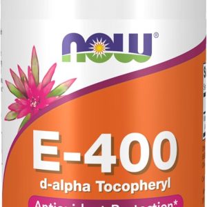 NOW Supplements, Vitamin E-400 IU, D-Alpha Tocopheryl, Antioxidant Protection, Softgels, 100 Count (Pack of 1)