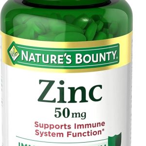 Nature’s Bounty Zinc 50mg, Immune Support & Antioxidant Supplement, Promotes Skin Health, 1 Caplet Per Day, Gluten Free, 250 Vegetarian Caplets
