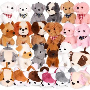 Niceup 24PCS Adopt a Puppy Party Favors Kids Mini Plush Dog Non-candy Easter Basket Stuffers Bulk Stuffed Animals Dog Paw Adoption Pet Doll Toys Birthday Party Goodie Bag Fillers Classroom Reward Gift