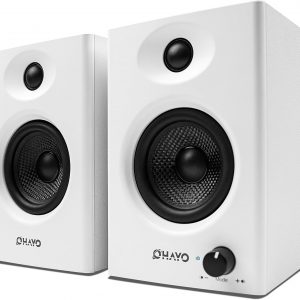 OHAYO 60W Computer Speakers for Gaming and Music, Active Bluetooth 5.3, Stereo 2.0 Speakers for Desktop PC Monitor or Laptop, Surround Sound Speaker, 3.5 mm Aux RCA Input, USB-Powered, 1 Pair, White