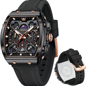 OLEVS Mens Watches Stylish Chronograph Waterproof Luminous Silicon Strap Multifunction Watches for Men Business White Men Wrist Watch