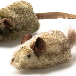 OurPet's Play-N-Squeak Twice the Mice Cat Toy, 2pc (Interactive Catnip Toy, Real Mouse Electronic Sound)