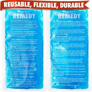Perfect Remedy 2-Pack Gel Ice Packs for Injuries Reusable, Hot & Cold Pack That’s Durable, Soft & Flexible, Fast Relief & Recovery (Blue, Reg 2PK)