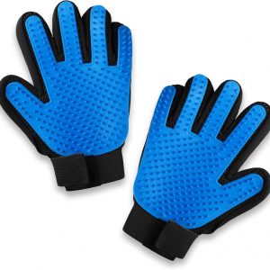 Pets First Dog Grooming Gloves Best Professional Deshedding, Brushing, Cleaning Mitt Tool for Small, Medium or Large Dogs & Cats. Fur & Hair Remover. Prevents Matted Coats. Soft Rubber Bristle Brush