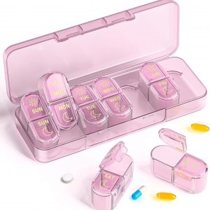 Pill Organizer 2 Times a Day, AM PM Pill Organizer 7 Day, Weekly Pill Box 2 Twice a Day, Travel Pill Case 7 Days, Medicine Organizer for Medication, Vitamins, Fish Oils, Supplements