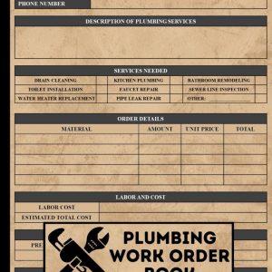 Plumbing Work Order Book: Plumber Estimating Sheets Log Book | Job Estimate Quote Record Logbook | Large Print 100 Forms