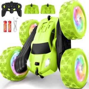 Remote Control Car, Stunt RC Cars, 2.4GHz Double Sided 360° Flips RC Crawler, Outdoor Toys for Kids Ages 4-8, Upgraded USB-C Modular Battery, 5 6 7 8 9 10 +Year Old Boys Birthday Gifts Green