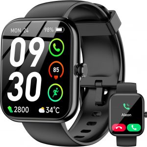 Smart Watch with Alexa Built-in, 1.83" HD Touchscreen Fitness Tracker, Bluetooth Notifications/Calls, IP68 Waterproof, 120+ Sport Modes, 24/7 Heart Rate & Sleep Monitor for iPhone Android iOS (Black)