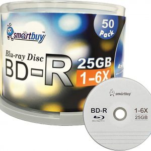 Smartbuy 50 Pack Bd-r 25gb 6X Blu-ray Single Layer Recordable Disc Logo Top Blank Data Video Media 50 Disc Spindle