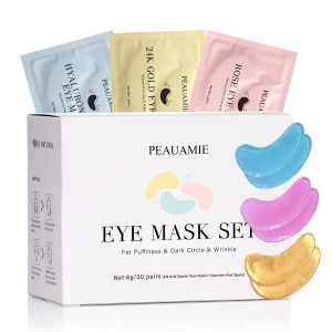 Under Eye Patches Gold and Hyaluronic Acid for puffy eyes,Rose Eye Masks for Dark Circles and Puffiness skin care Smooth Wrinkles products 30 Pairs