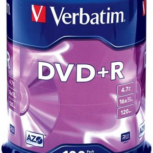 Verbatim DVD+R Blank Discs AZO Dye 4.7GB 16X Recordable Disc - 100 Discs Spindle Silver Frustration Free Packaging