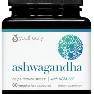 Youtheory Ashwagandha - with Organic KSM-66 Ashwagandha - Herbal Blend to Support Stress Relief & Energy Levels* - Helps Support Mood* - 60 Vegetarian Capsules (30-Day Supply)
