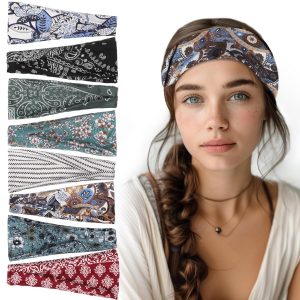 obeoby 8 Pack Headbands for Women, Boho Style Headbands Boho Outfits Accessories for Women Non Slip Fashion Wide Hairband