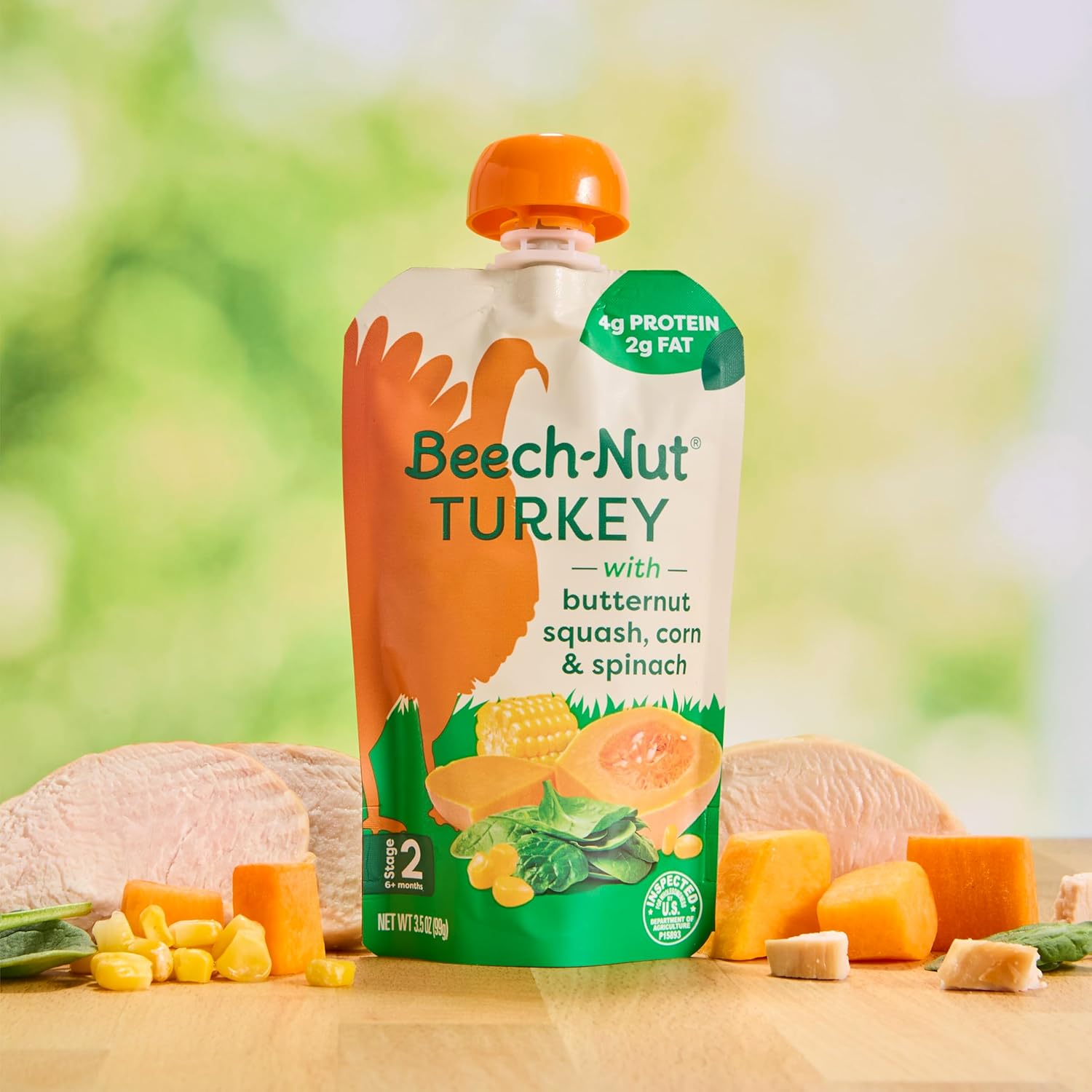 Beech-Nut Turkey Baby Food Pouches with 4g of Protein, Turkey Butternut Squash Corn & Spinach, Baby Puree Meat Baby Food Pouch, Stage 2, 3.5 oz Pouch (12 Pack) - Image 10