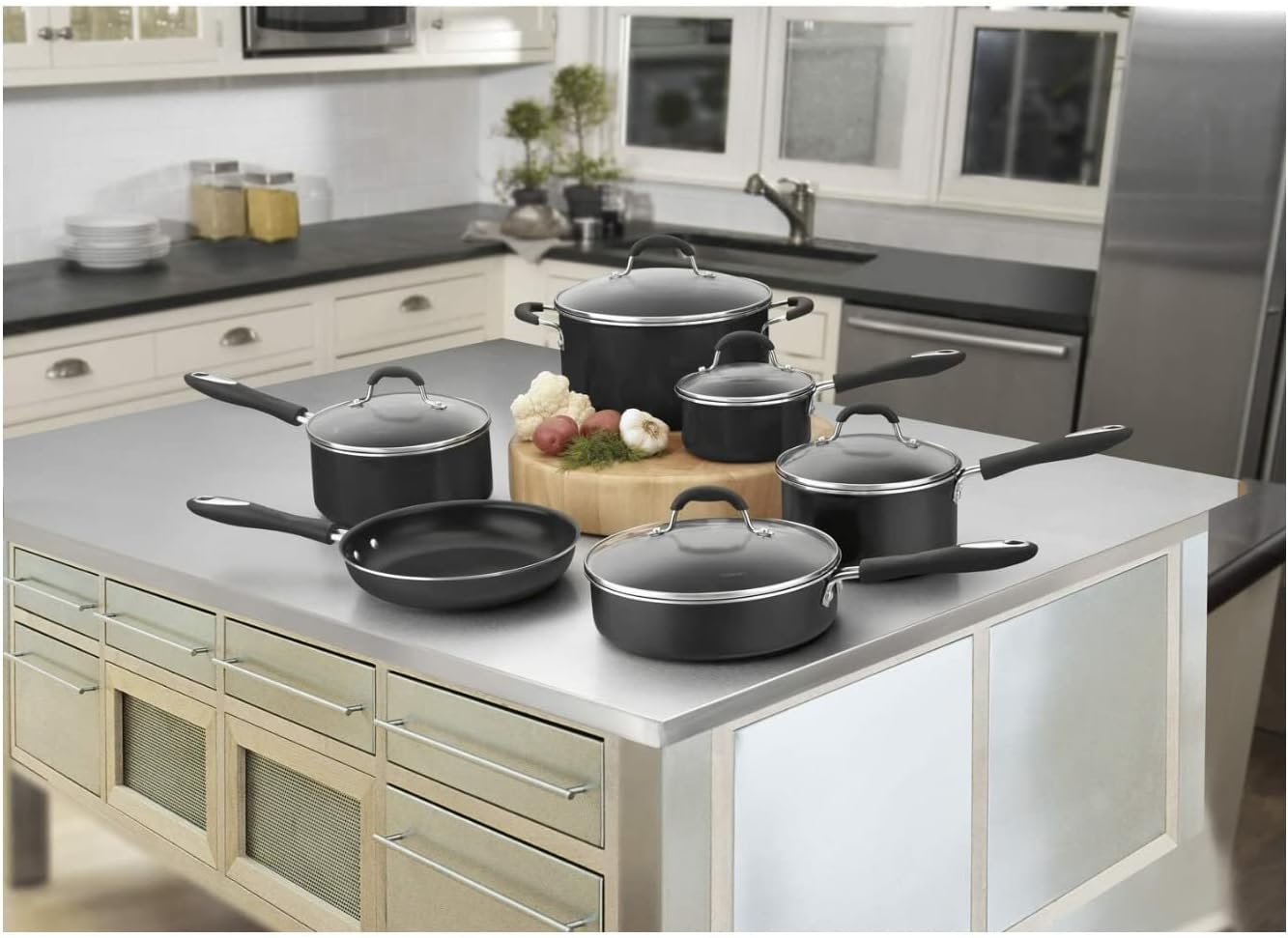 Cuisinart Advantage Nonstick Cookware Set, 11-Piece Pots and Pans Cooking Set with Aluminum Core for Quick and Even Heating, Easy Grip Handles, Dishwasher Safe, 55-11BK - Image 3