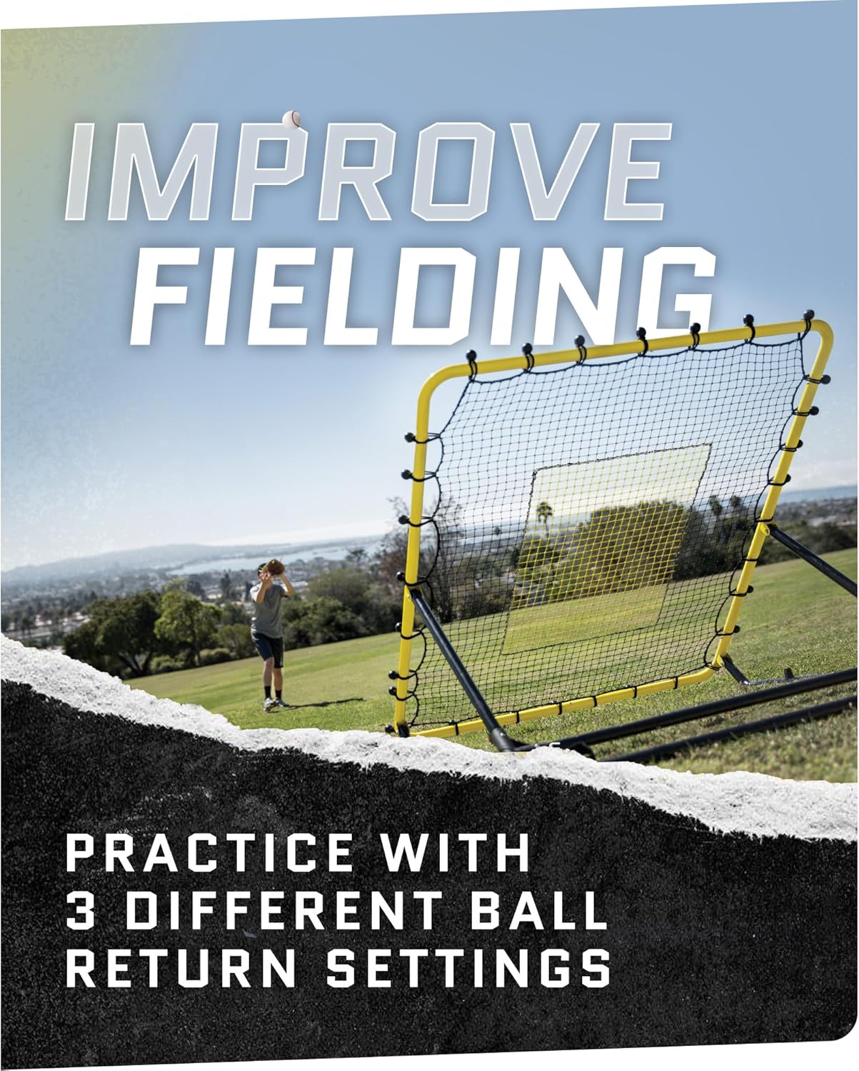 SKLZ Fielding Trainer - Baseball, Softball & Volleyball Rebounder Net. Enhanced Solo Fielding Practice for Skill Development. High-Performance Multi-Sport, Portable, 3 Ball Return Angles, 4x4.5 Feet - Image 4