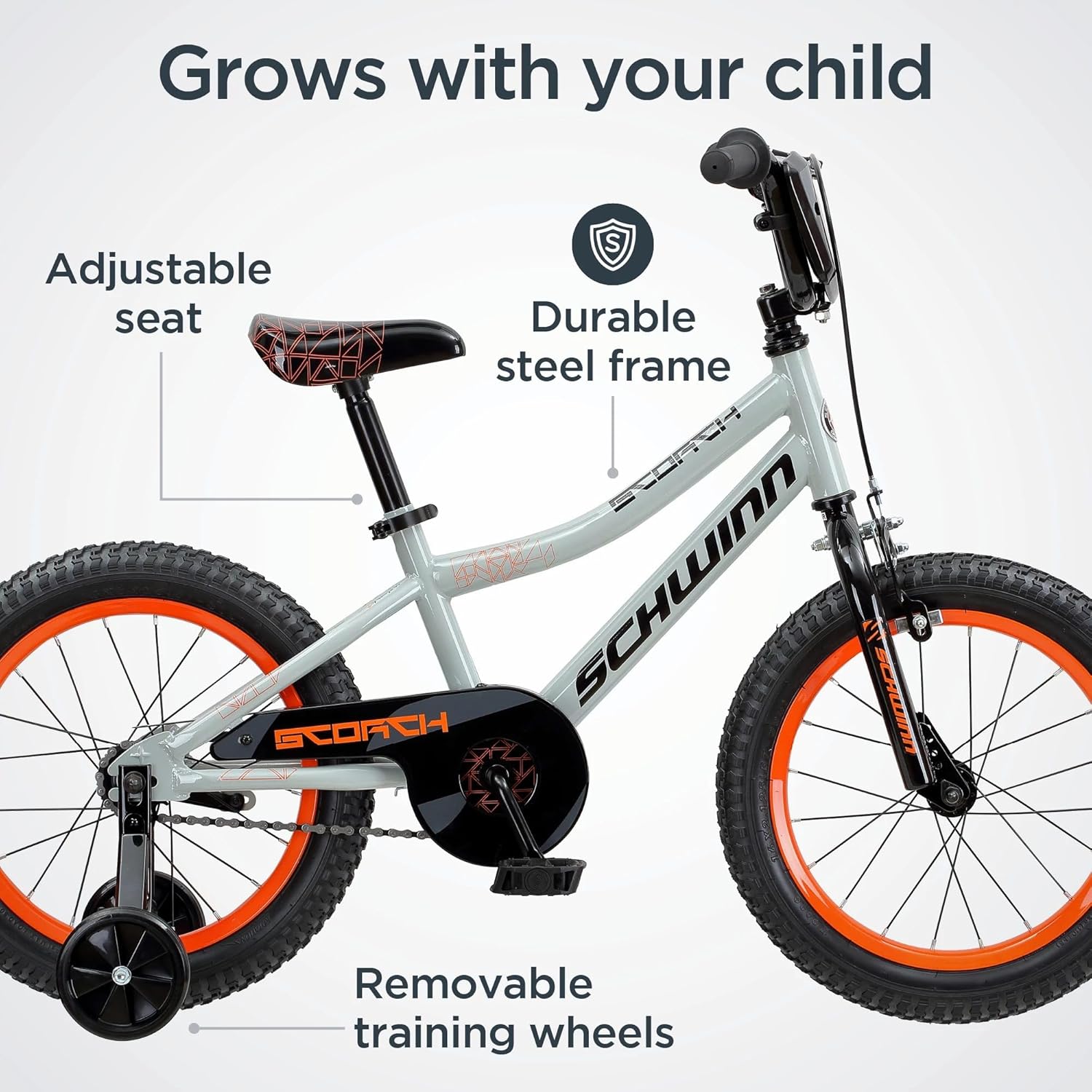 Schwinn Firehawk or Scorch Bike, 16 or 20 Inch Bike for Kids Ages 3-13, with Training Wheels or Adjustable Seat, Rear Coaster Brake & Front or Front & Rear Hand Brake, for Girls & Boys - Image 3