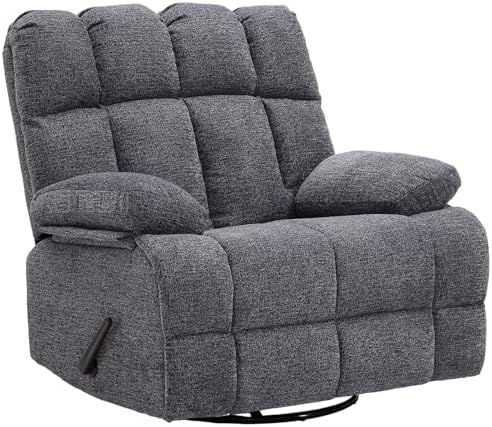Eiayeebil Oversized Swivel Rocker Recliner Chair for Adult, Rock Recliner for 350lb Big Man, Extra Wide Manual Recliners, Overstuffed Soft Rocking Sofa Chair,Light Grey : Home & Kitchen